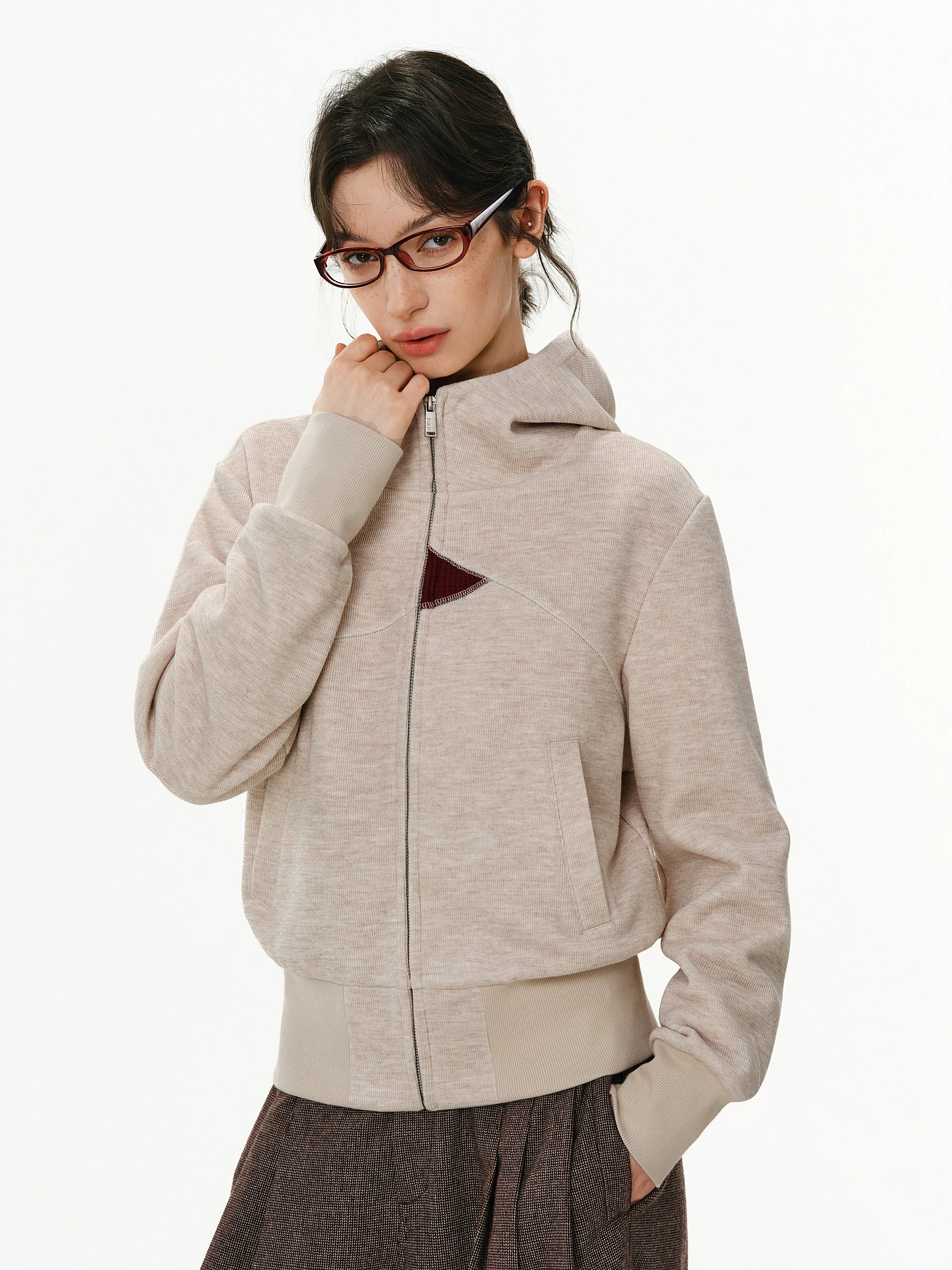 Color-Block Hooded Zip Jacket