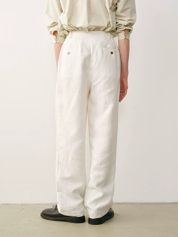 Linen Double Pleated Trousers