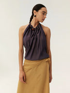 Dusk Purple Beaded Halter Top