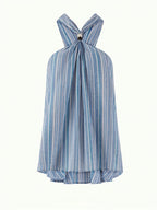 Striped Halter Top With Wooden Bead Detail