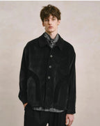 Patchwork Corduroy Button-Down Jacket