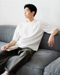 Mercerized Cotton Oversized Crew Neck T-Shirt