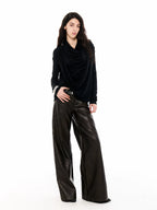 Draped Tencel Sculptural Long-Sleeve Top
