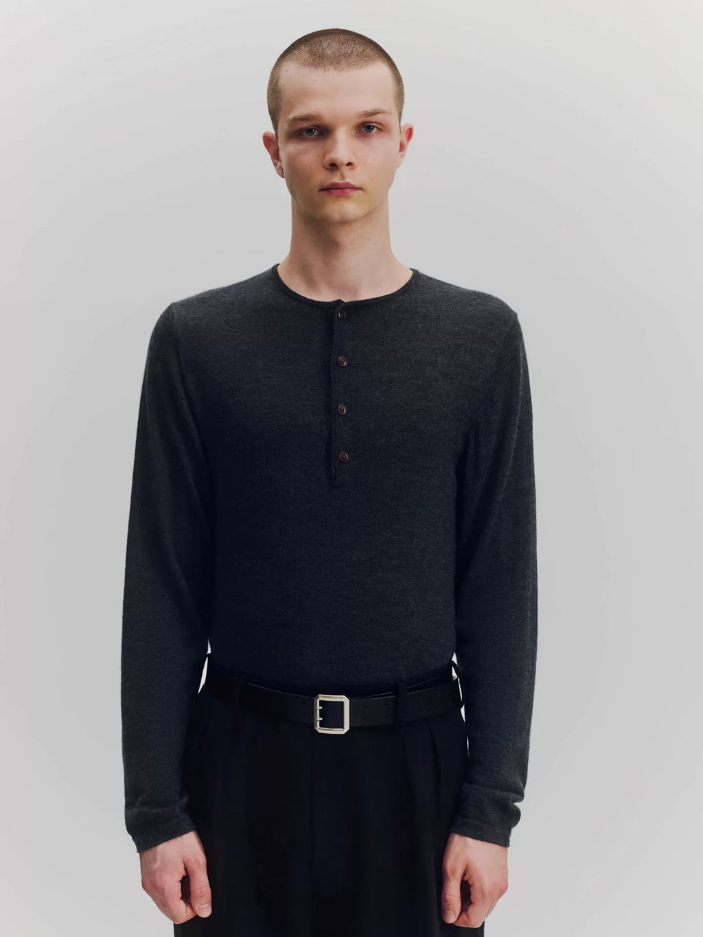 Cashmere Blend Henley Knit Sweater