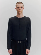 Cashmere Blend Henley Knit Sweater