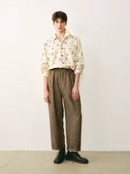 Cotton Bird Print Button-Down Shirt