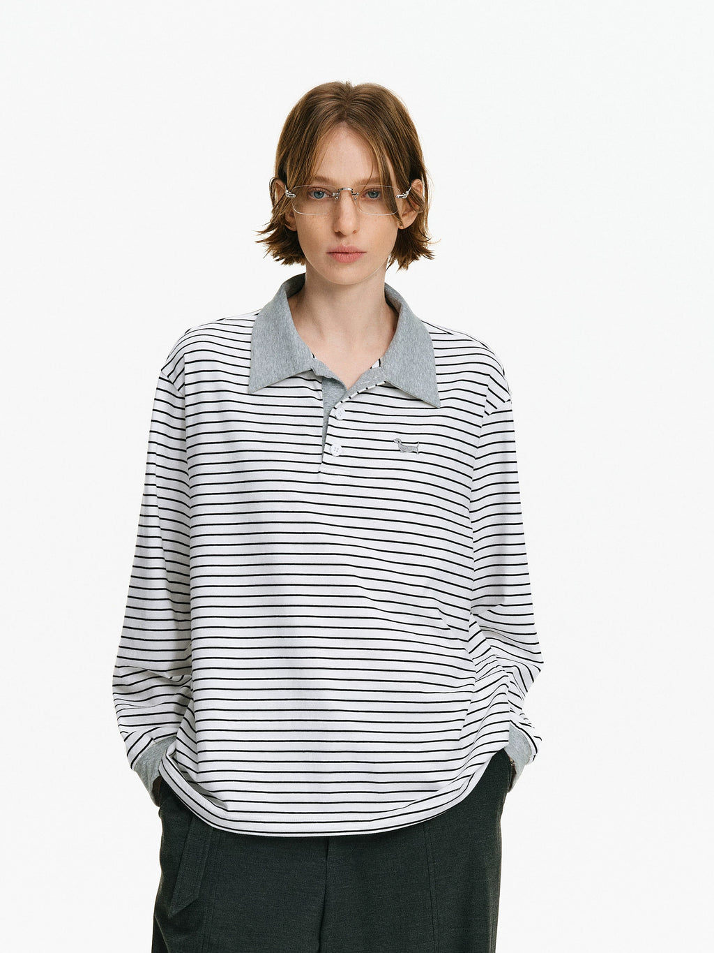 Striped Long Sleeve Polo Shirt