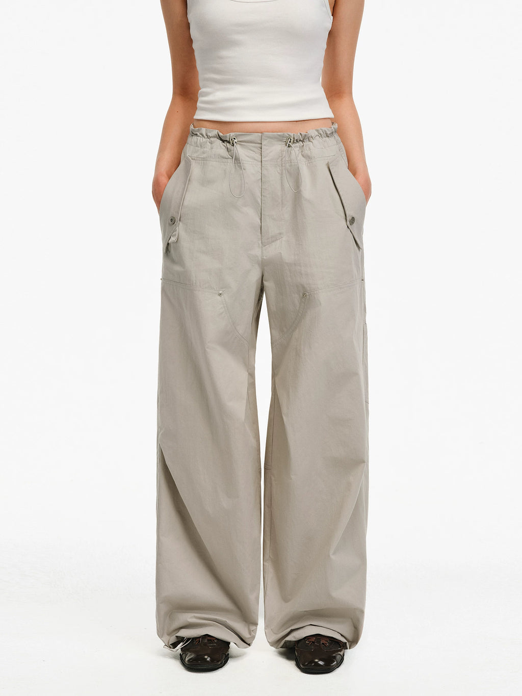 Sand-Washed Cotton Utility Cargo Pants