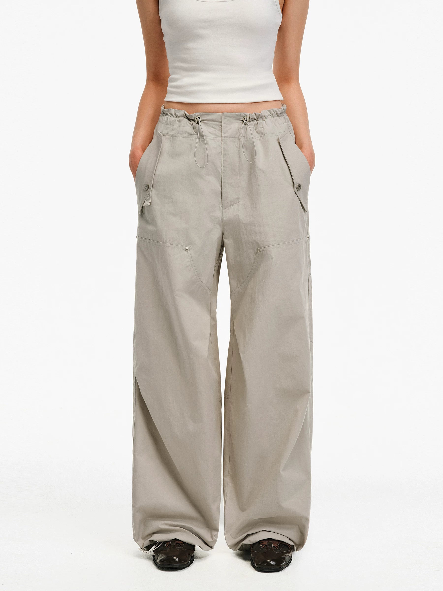 Sand-Washed Cotton Utility Cargo Pants