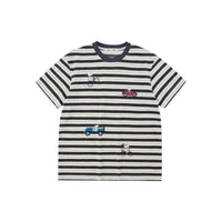 Snoopy Graphic Striped Cotton T-Shirt