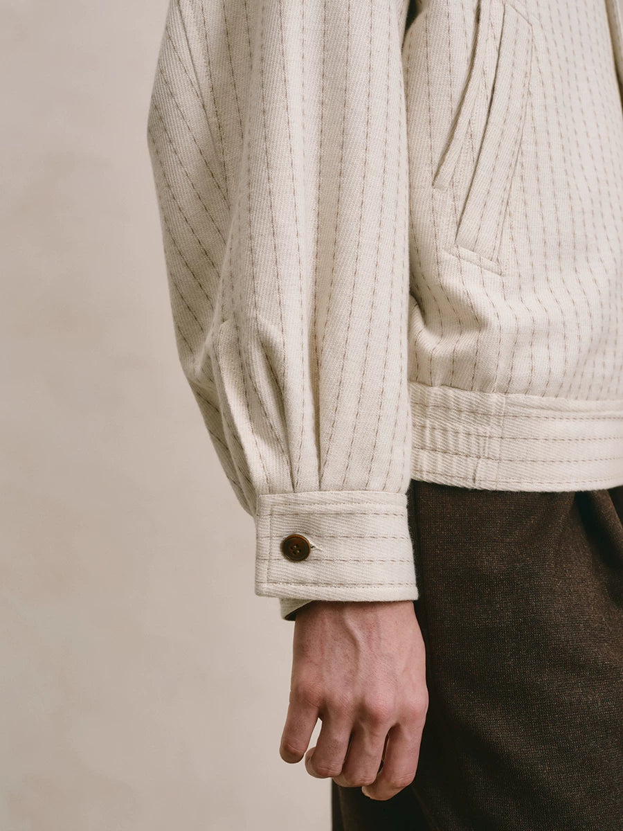 Striped Cotton Canvas Chore Jacket
