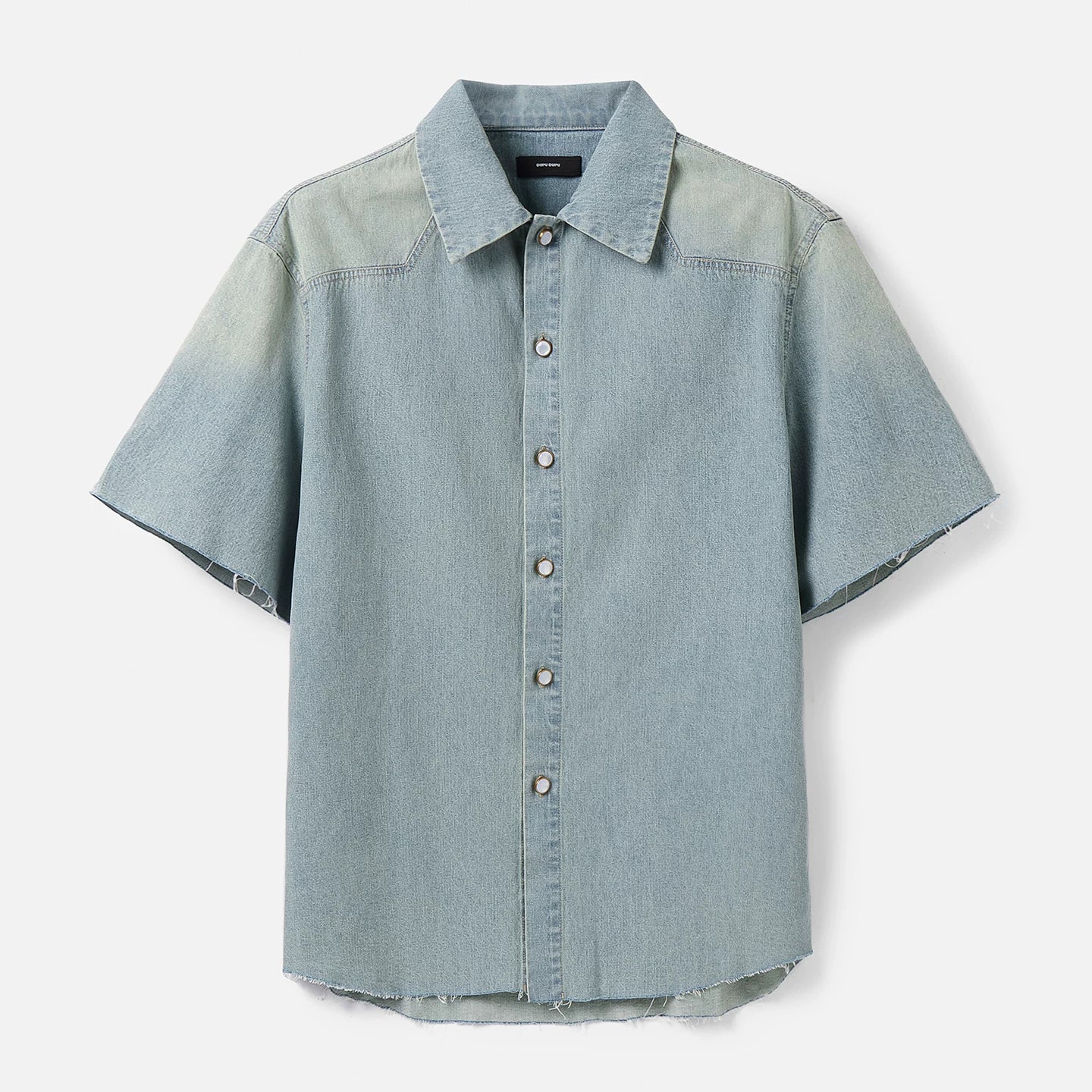 Washed Denim Short Sleeve Shirt