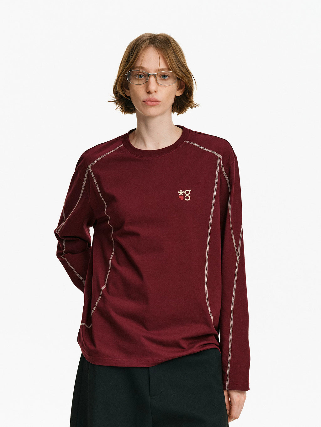Contrast Stitch Long Sleeve Crewneck
