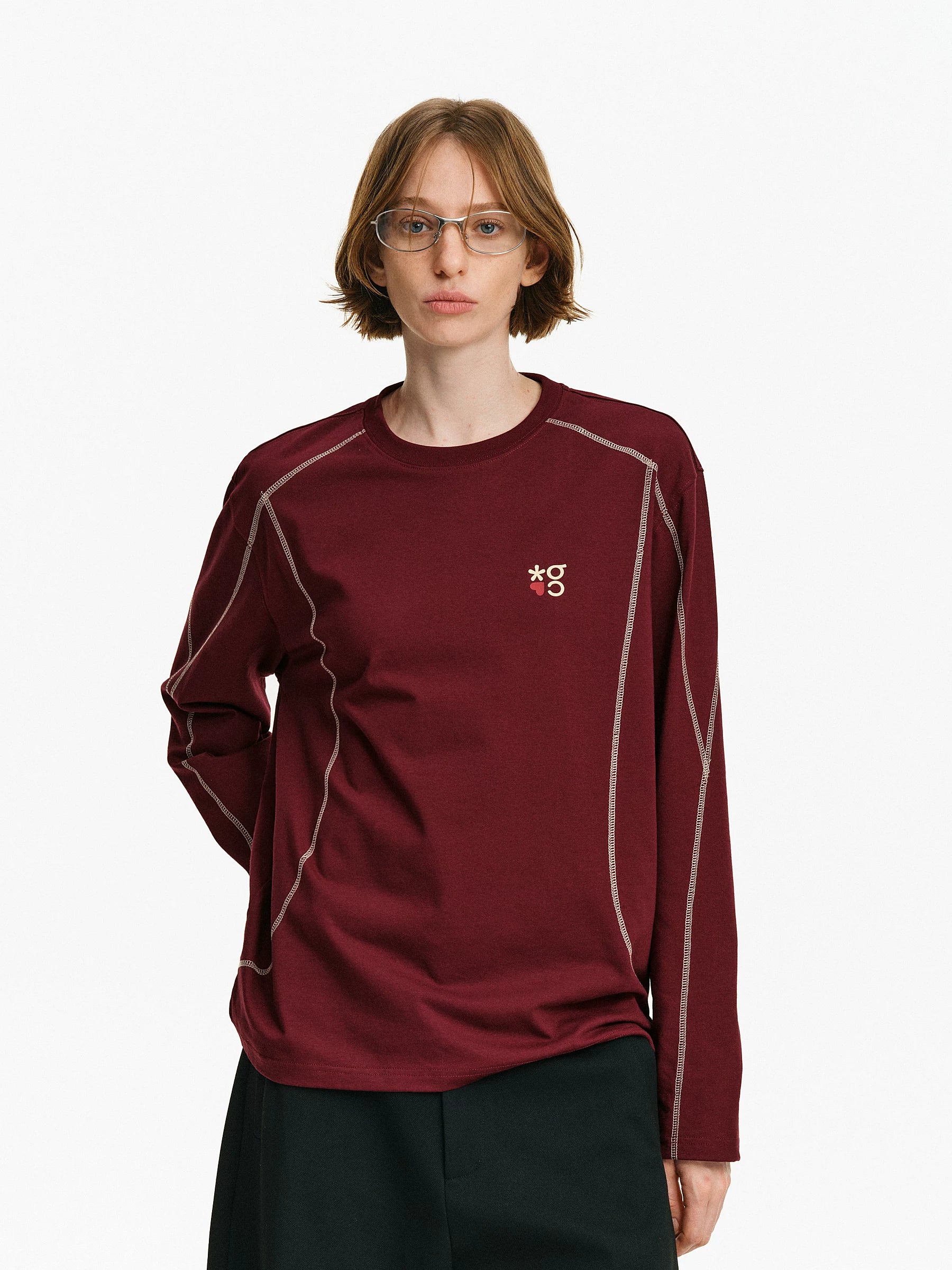 Contrast Stitch Long Sleeve Crewneck