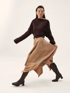 Wool Blend A-Line Midi Skirt