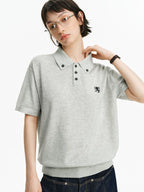 Embroidered Knit Polo Shirt