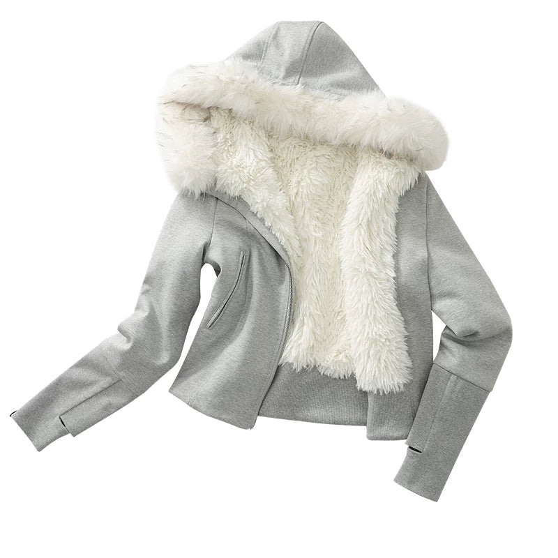 Faux Fur Trimmed Hooded Jacket