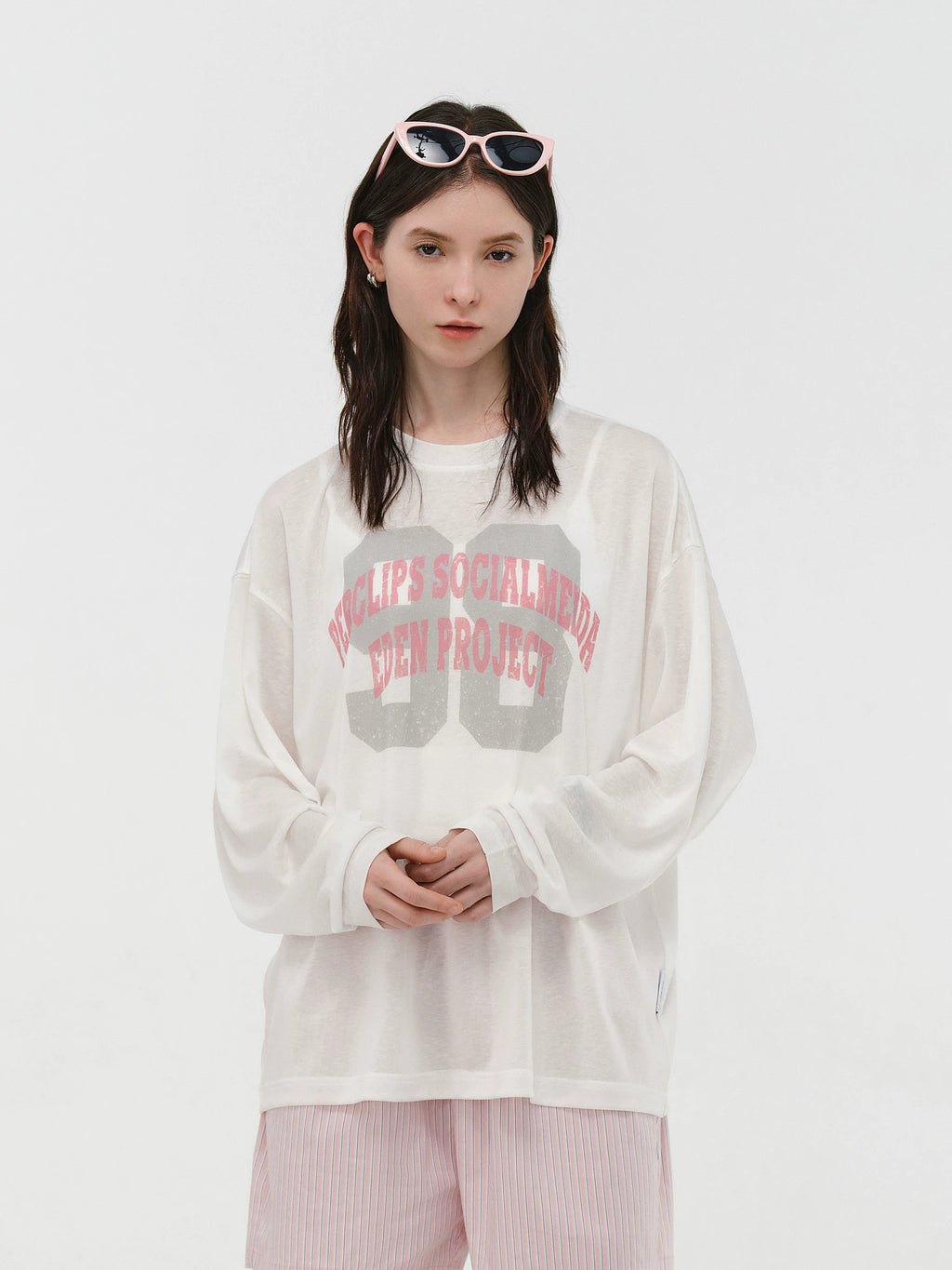 Graphic Print Oversized Long-Sleeve Tee