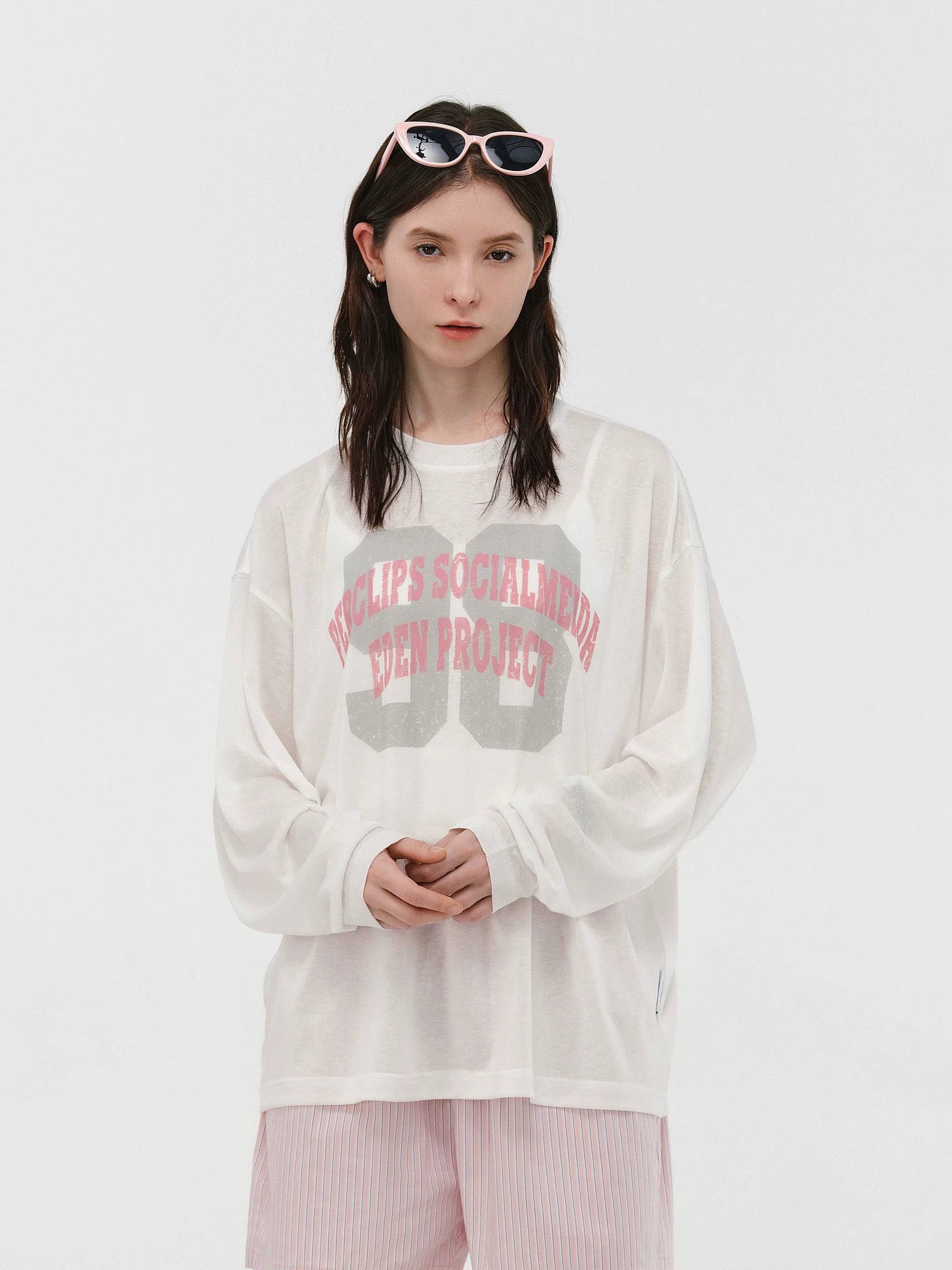 Graphic Print Oversized Long-Sleeve Tee
