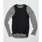 Color-Blocked Striped Layered Long-Sleeve Top