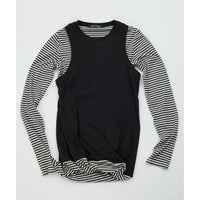 Color-Blocked Striped Layered Long-Sleeve Top