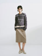 Distressed Diamond Knit Wool Pullover