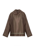 Satin Cowl Neck Long Sleeve Top