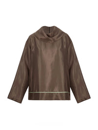 Satin Cowl Neck Long Sleeve Top