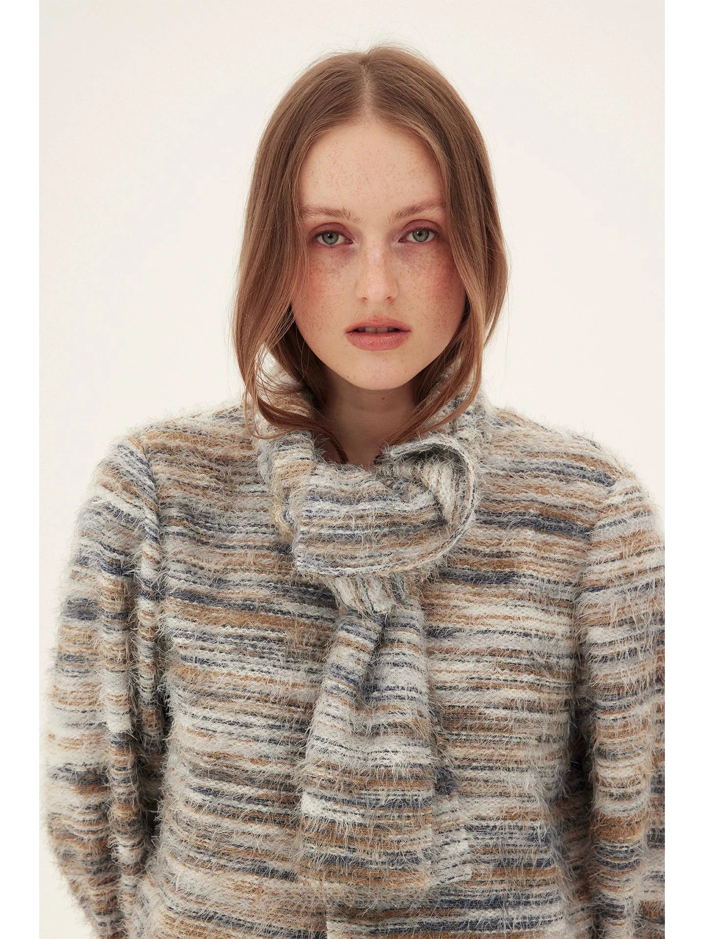 Fringed Multi-Tone Knit Cropped Jacket