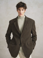 Herringbone Wool Blend Oversized Blazer