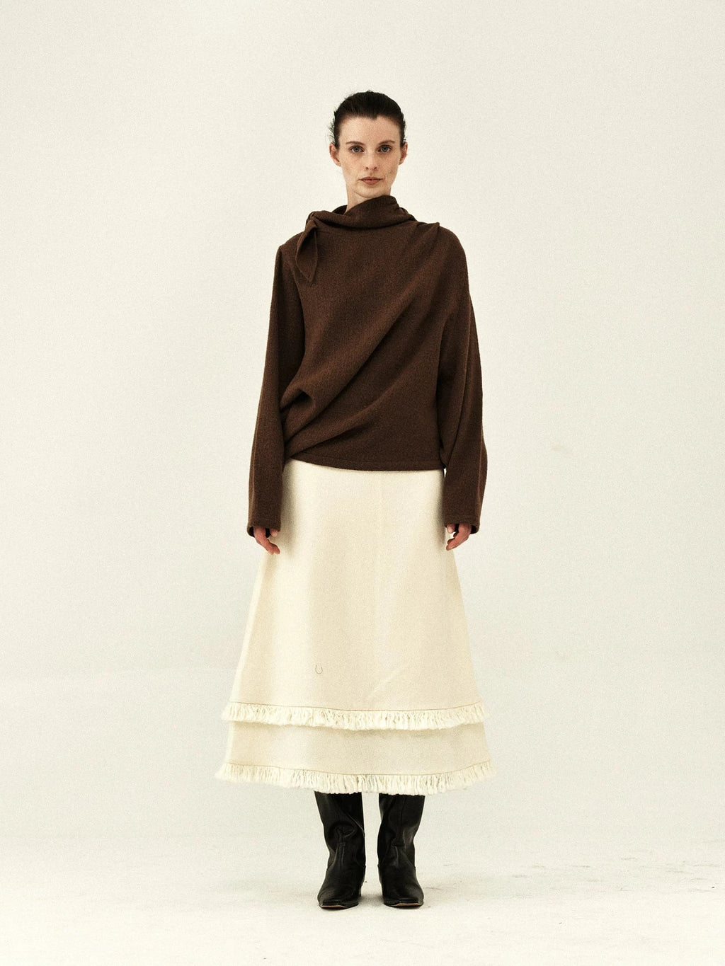 Wool Blend Tie-Neck Sweater