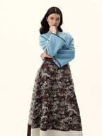 Toile De Jouy A-Line Midi Skirt