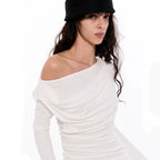 Draped Asymmetrical Modal Long Sleeve Top