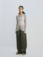 Tencel Acetate Drawstring Wide-Leg Trousers