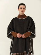 Hand-Stitched Wool Blend Cape