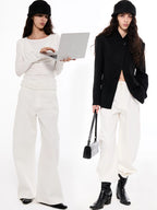 High-Waisted Tailored Wide-Leg Trousers