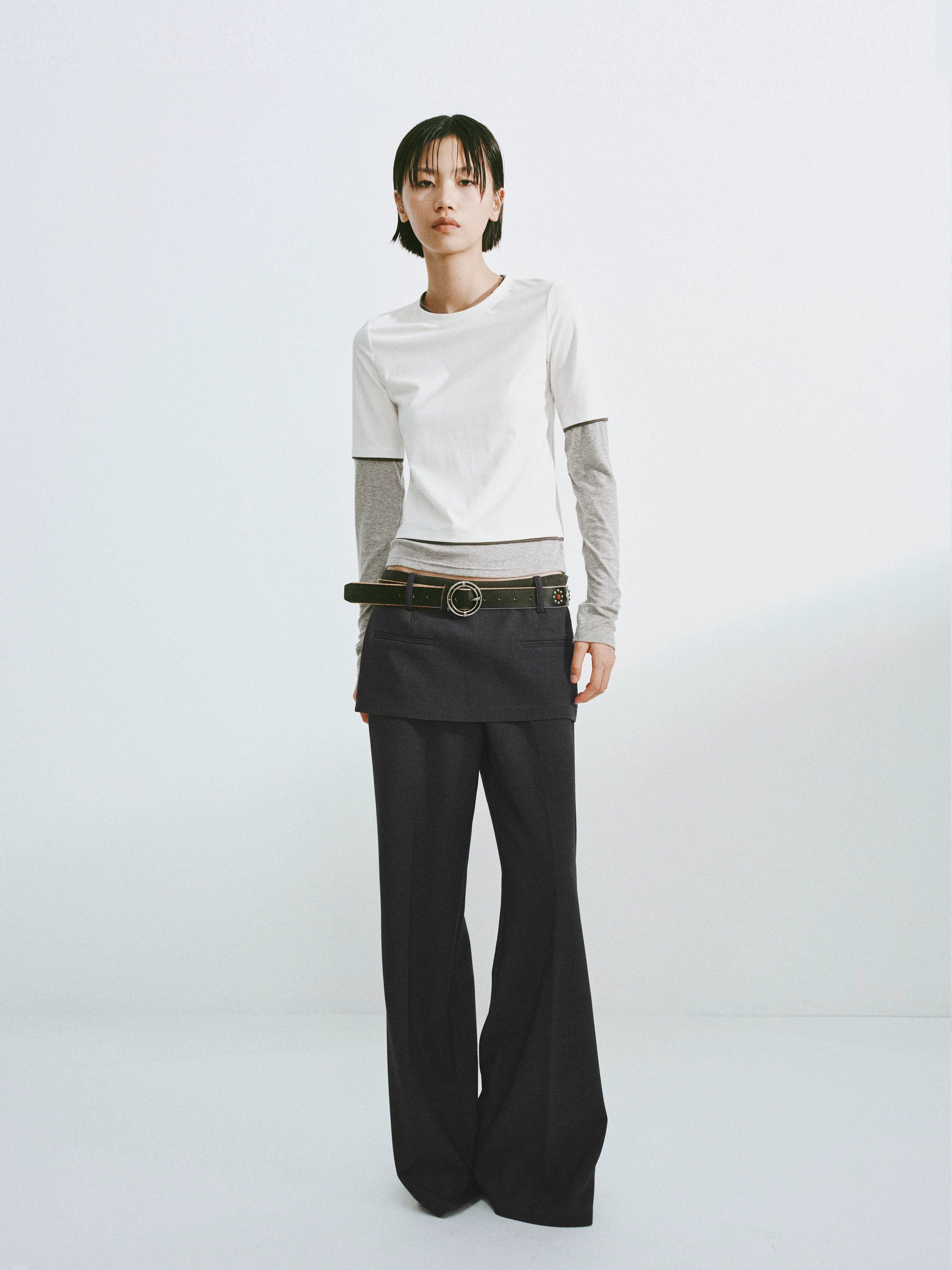 Layered Contrast Sleeve T-Shirt