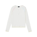 Contrast Stitch Henley Long-Sleeve Top