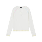 Contrast Stitch Henley Long-Sleeve Top