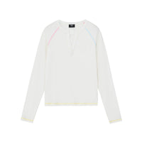 Contrast Stitch Henley Long-Sleeve Top