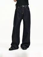 Bias-Cut Raw Denim Flared Jeans