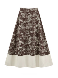 Toile De Jouy A-Line Midi Skirt