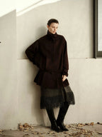 Mohair Blend Structured Peplum Coat