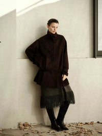 Mohair Blend Structured Peplum Coat