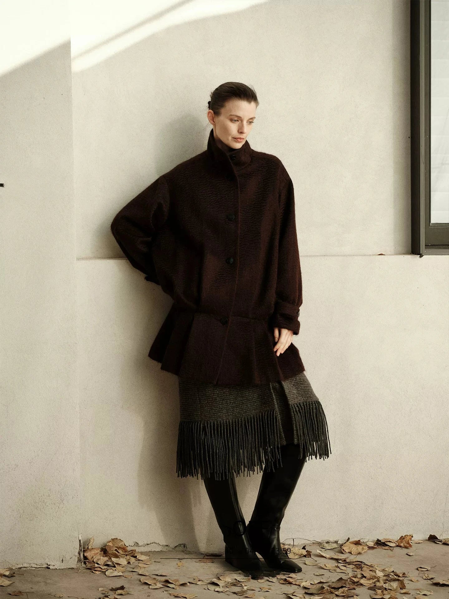 Mohair Blend Structured Peplum Coat
