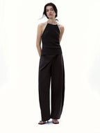 Diagonal Placket Curved Tailored Trousers