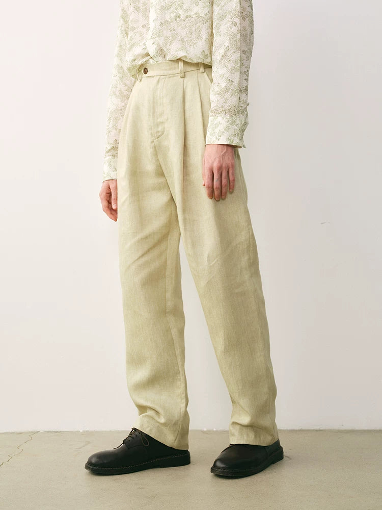 Linen Double Pleated Trousers