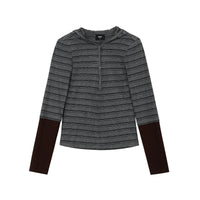 Layered Striped Hooded Long-Sleeve Top