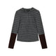 Layered Striped Hooded Long-Sleeve Top