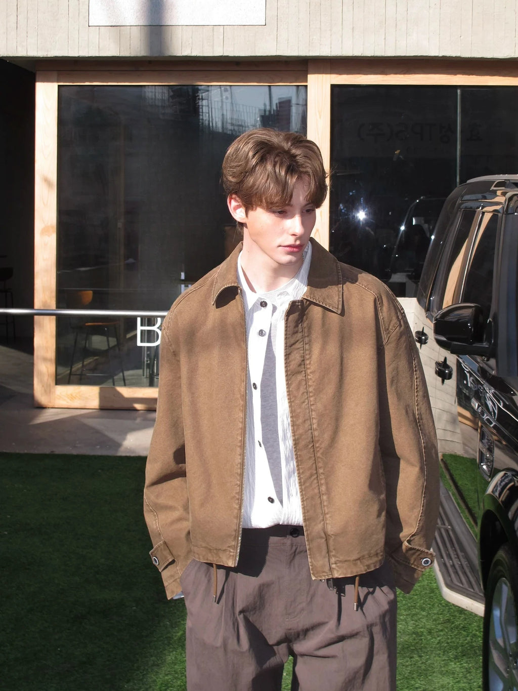 Washed Cotton Canvas Utility Jacket
